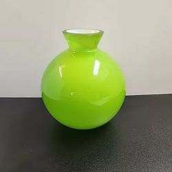 Retired CRATE & BARREL Lime Green Candy Vase Made In POLAND