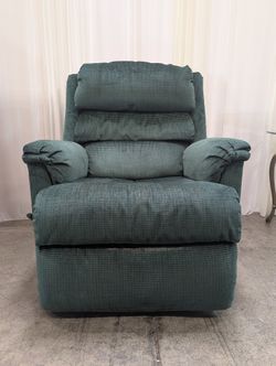Padded Dark Green Upholstered Fabric Recliner