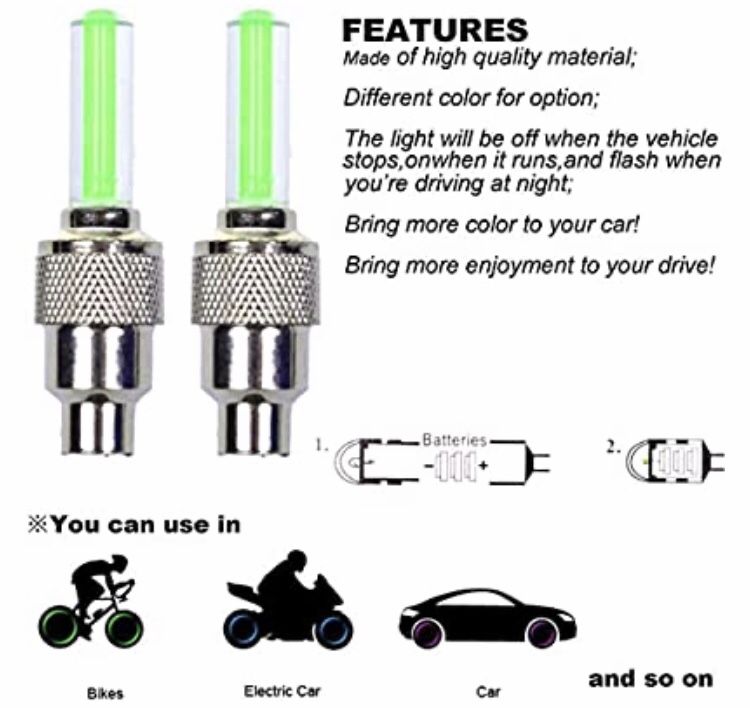 Valve stem lights for rims