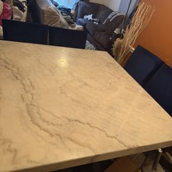 Real Marble Dining Room Table With 7 Chairs
