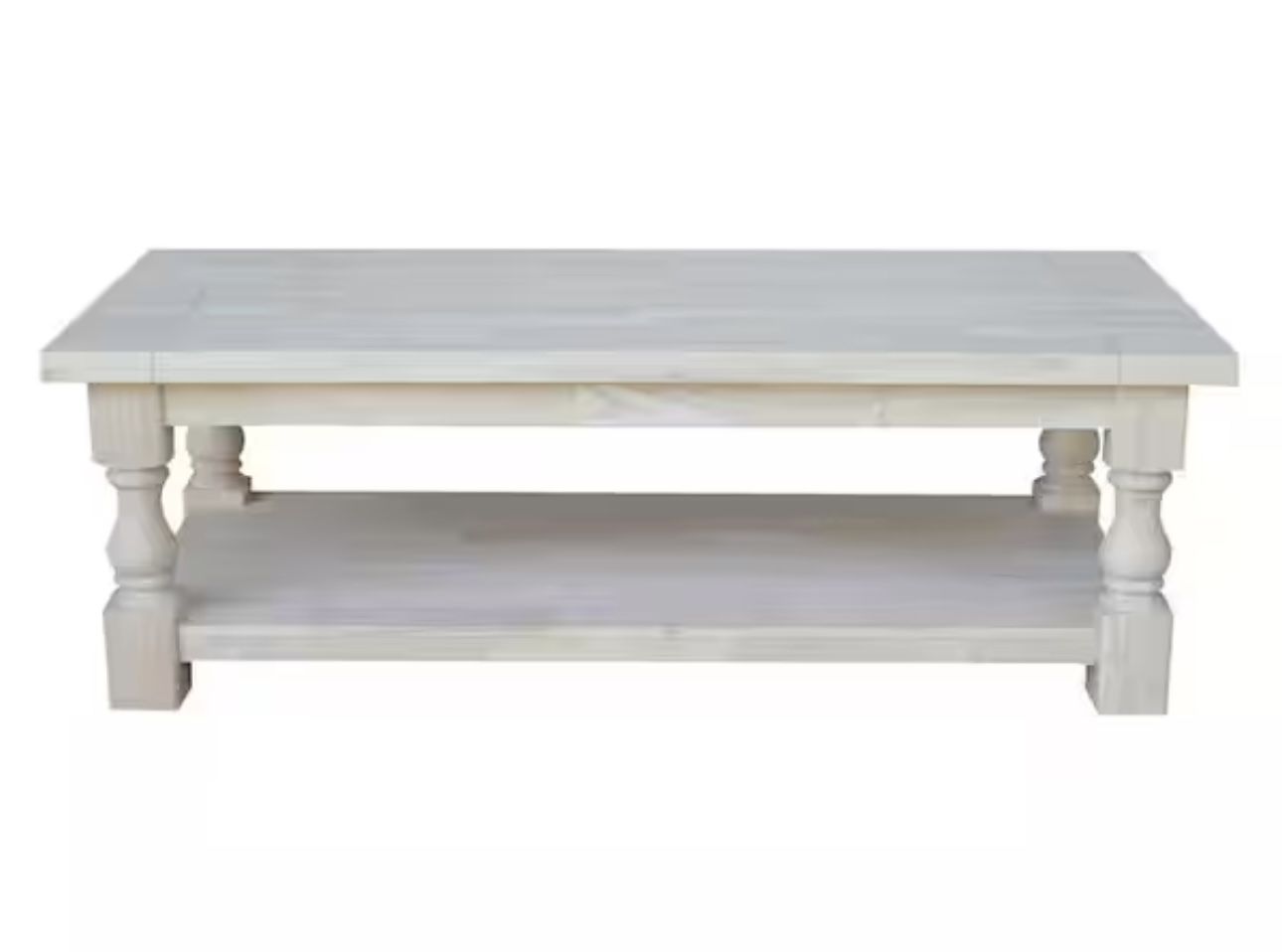 Tuscan 56 in. Unfinished Large Rectangle Wood Coffee Table with Shelf