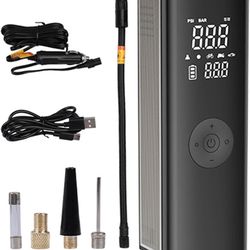 Portable Air Compressor Tire Inflator 150PSI Air Pump 3 * 2600 mAh Car Tire Pump with Digital Pressure Gauge LED Light for Motorcycles Cars Mountain B