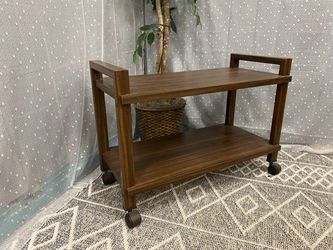 Vintage Walnut Rolling Butler Style Accent Table
