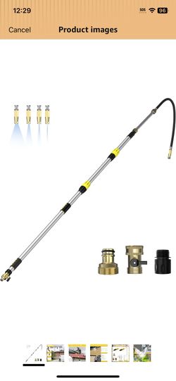 Buyplus 24FT Reach Telescoping Gutter Cleaning Tools 4-16FT Rain Gutter Cleaner Tools From Ground with 3/4" Brass Garden Hose Shut Off Valve, Bendable
