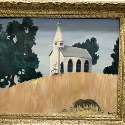 Framed Original Church Landscape Painting (16” x 20” Canvas Panel)