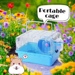 Portable Dwarf Hamster Traveling Cage 🐹🩵