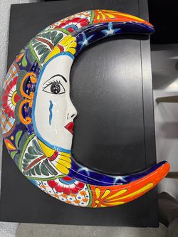 Talavera Ceramic Crescent Moon Wall Decor