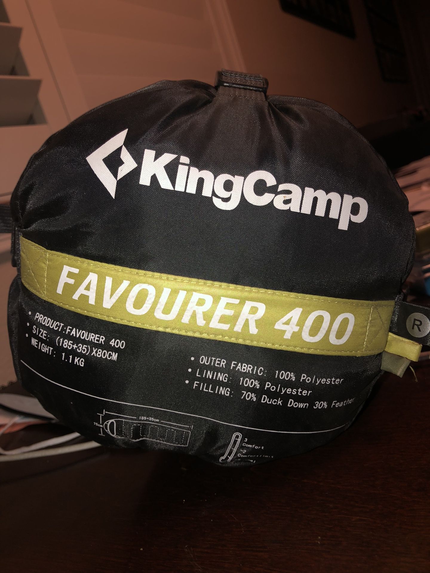 New Kingcamp Favourer 400 Down Sleeping Bag, Lightweight, 70% Down 30% Feather, Mummy Style, Hiking, Camping