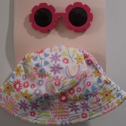 Baby Girl Sun Hat & Sunglasses Set