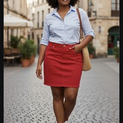 Torrid Ruby Red Denim Mini Skirt Size16-18