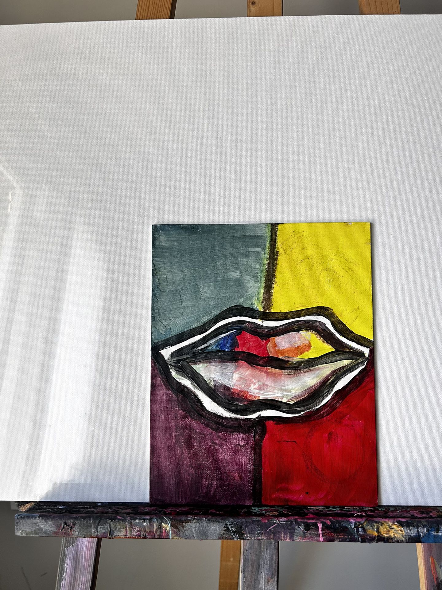 Rainbow Lips Painting 8x10