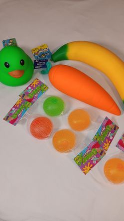 Giant Squishies Banana Carrot Ducks And Super Gummy Squish Ball