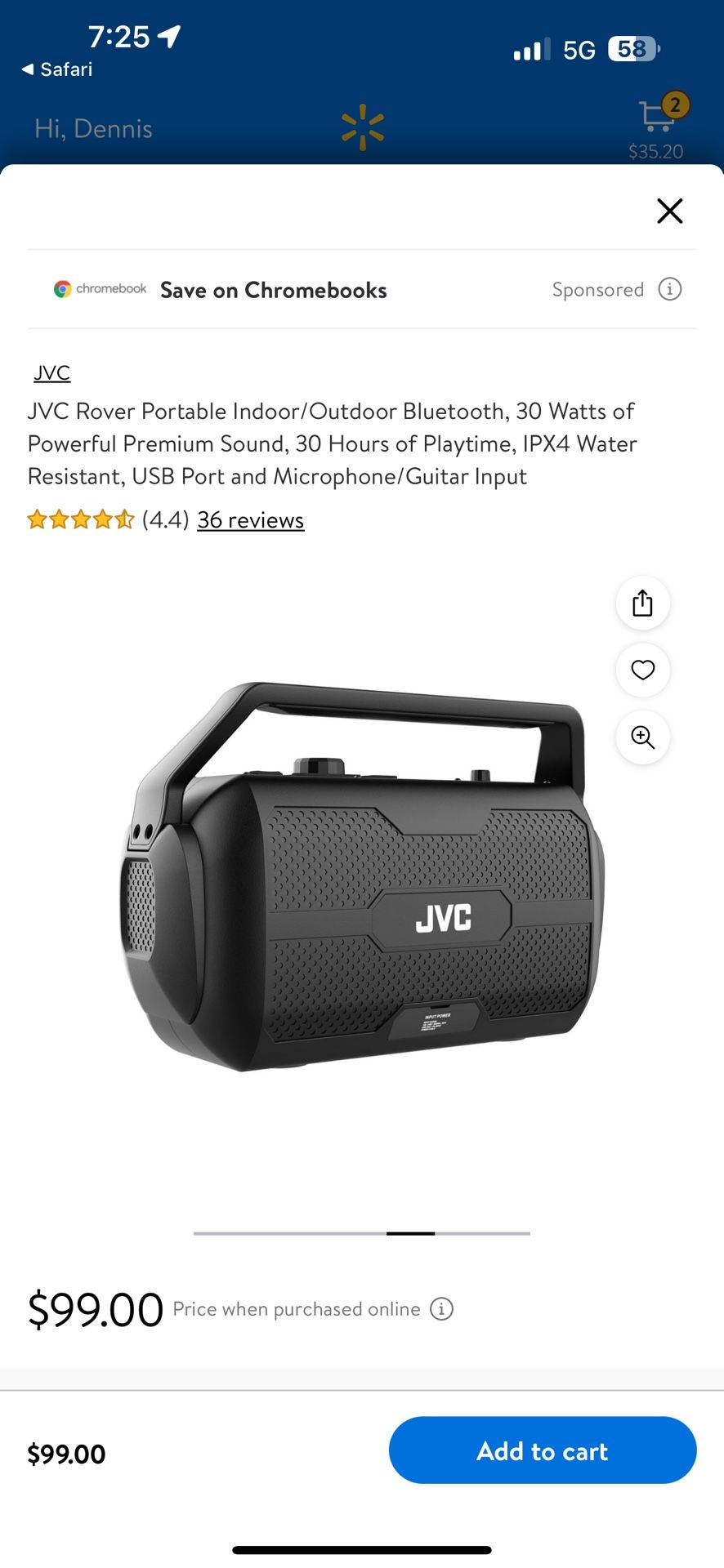 GREAT CONDITION JVC PORTABLE BLUETOOTH SPEAKER FOR SALE OR TRADE 