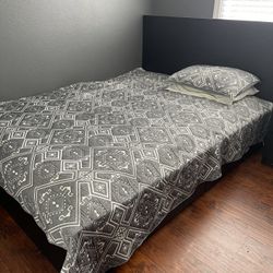 Ikea Black Malm Queen Size Bed frame 