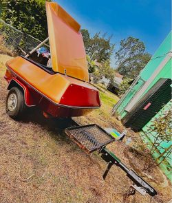 Custom Enclosed Cargo Trailer Red and Orange