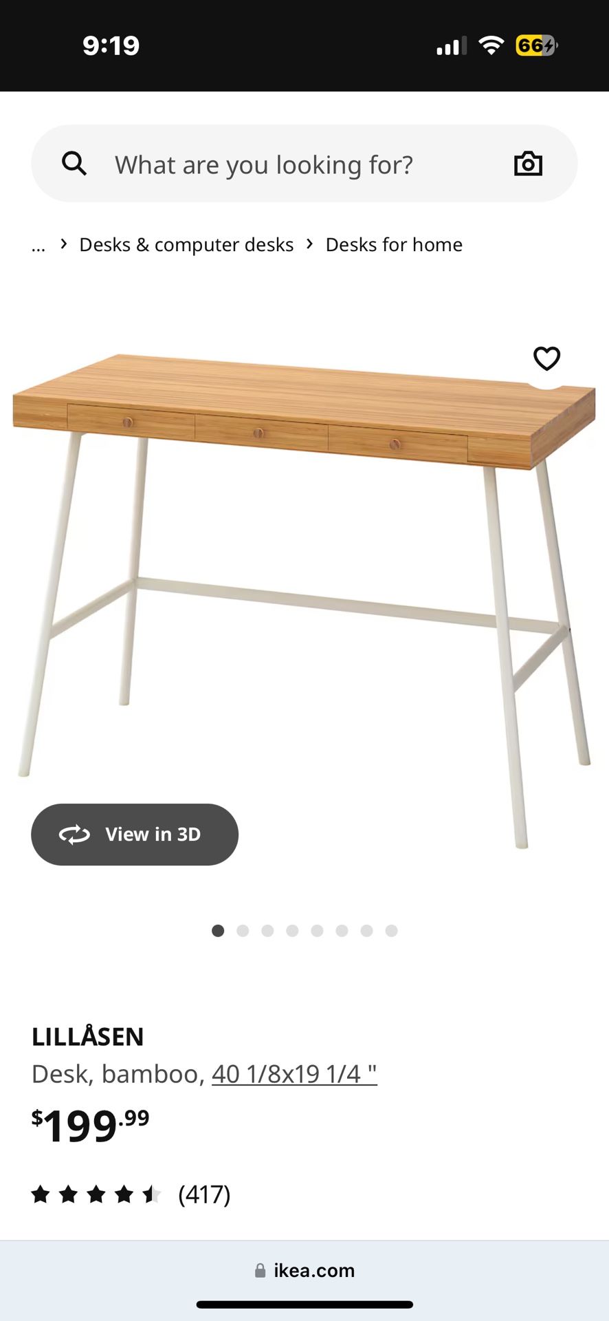 New Bamboo IKEA Lillasen wood computer desk
