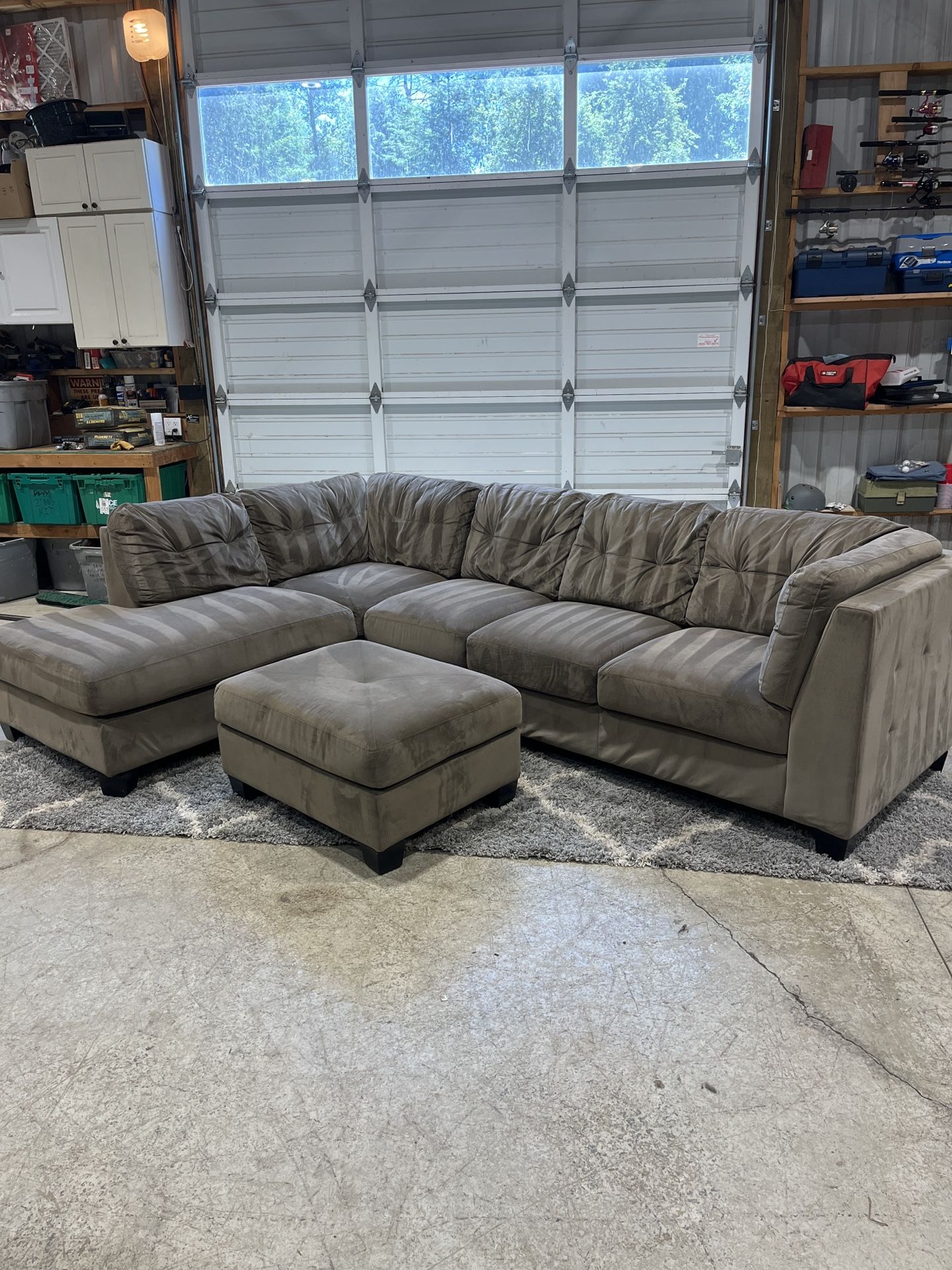Large Sectional Sofa with Ottoman - Comfortable & Stylish!