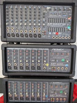 Peavey XR 684F 400W stereo powered mixer, and two identical Peavey MP 600 200W powered mixers