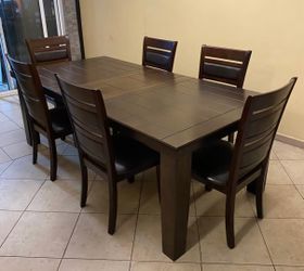 Dark Wood Dining Table with 6 Chairs
