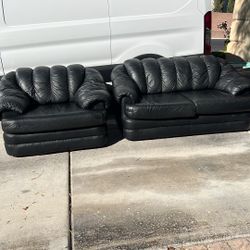 leather sofa and armchair