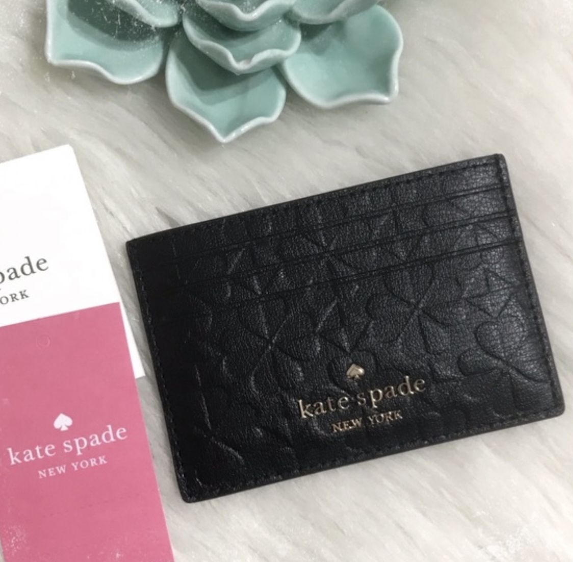 Kate Spade Embossed Card Case Wallet Black