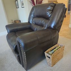 Leather power recliner