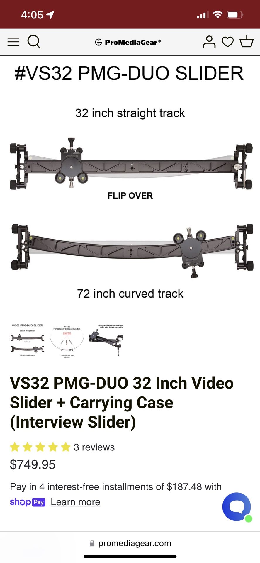 Camera Slider 32 Inches Dual Sided