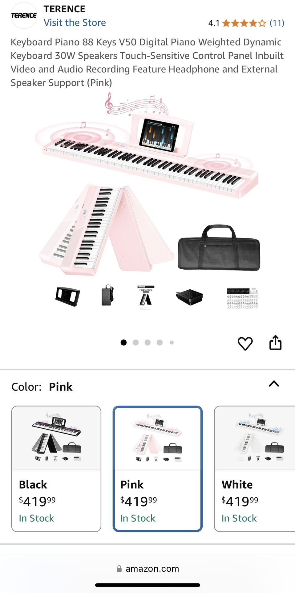 Keyboard Piano 88 Keys V50 Digital Piano Weighted Dynamic Keyboard 30W Speakers Touch-Sensitive Control Panel Inbuilt Video and Audio Recording Featur