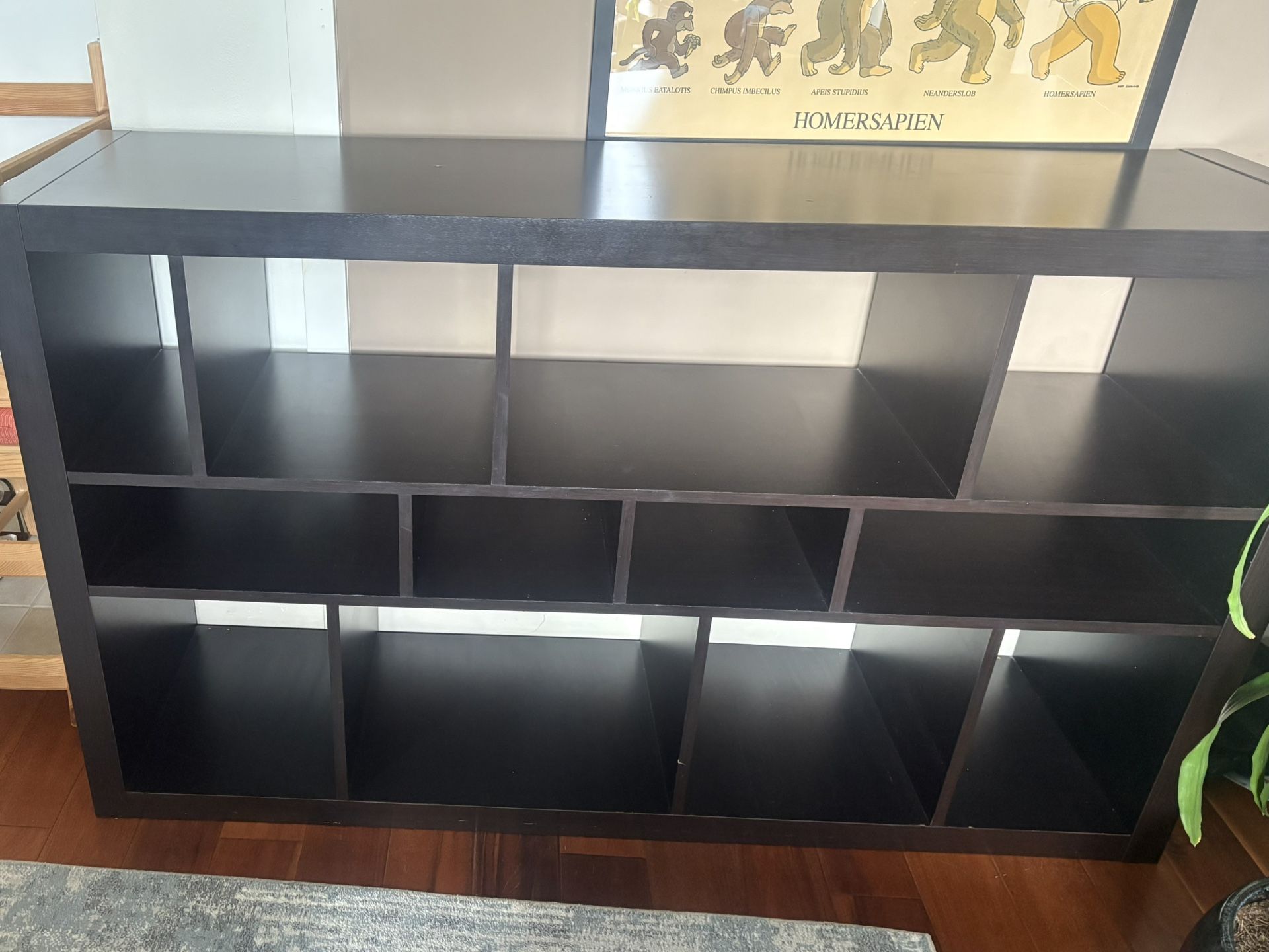 Black Bookcase Shelving Unit / TV Console