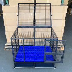 $180 (New) Heavy-duty dog cage 41x31x34” single-door folding kennel w/ plastic tray
