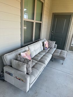 109" Wide Reversible Sleeper Sofa and Chaise with Ottoman (Wayfair)