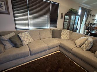 Large Gray Fabric Sectional Sofa