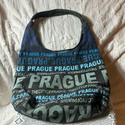 Robin Ruth "The City of Prague" Canvas Hobo Shoulder Bag - Blue/Gray