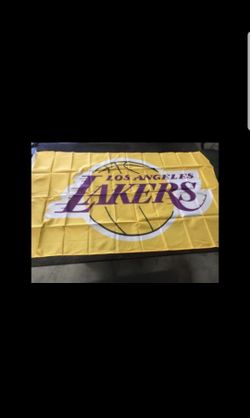 Lakers flags and Dodgers