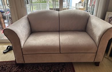 Taupe Suede Sofa And Loveseat 