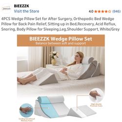 4PCS Wedge Pillow Set for After Surgery, Orthopedic Bed Wedge Pillow for Back Pain Relief, Sitting up in Bed,Recovery, Acid Reflux, Snoring, Body Pill