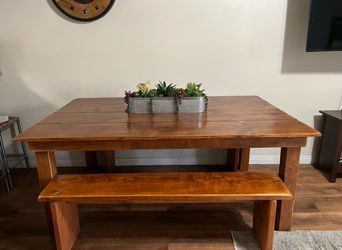 Wood dinning table with One bench