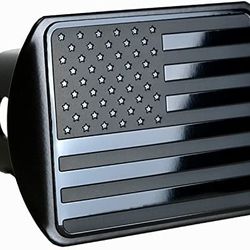Over Hitch USA Us American Flag Stainless Steel Embossed Metal Flag On Metal Trailer Hitch Cover Fits 2 Inch Receivers