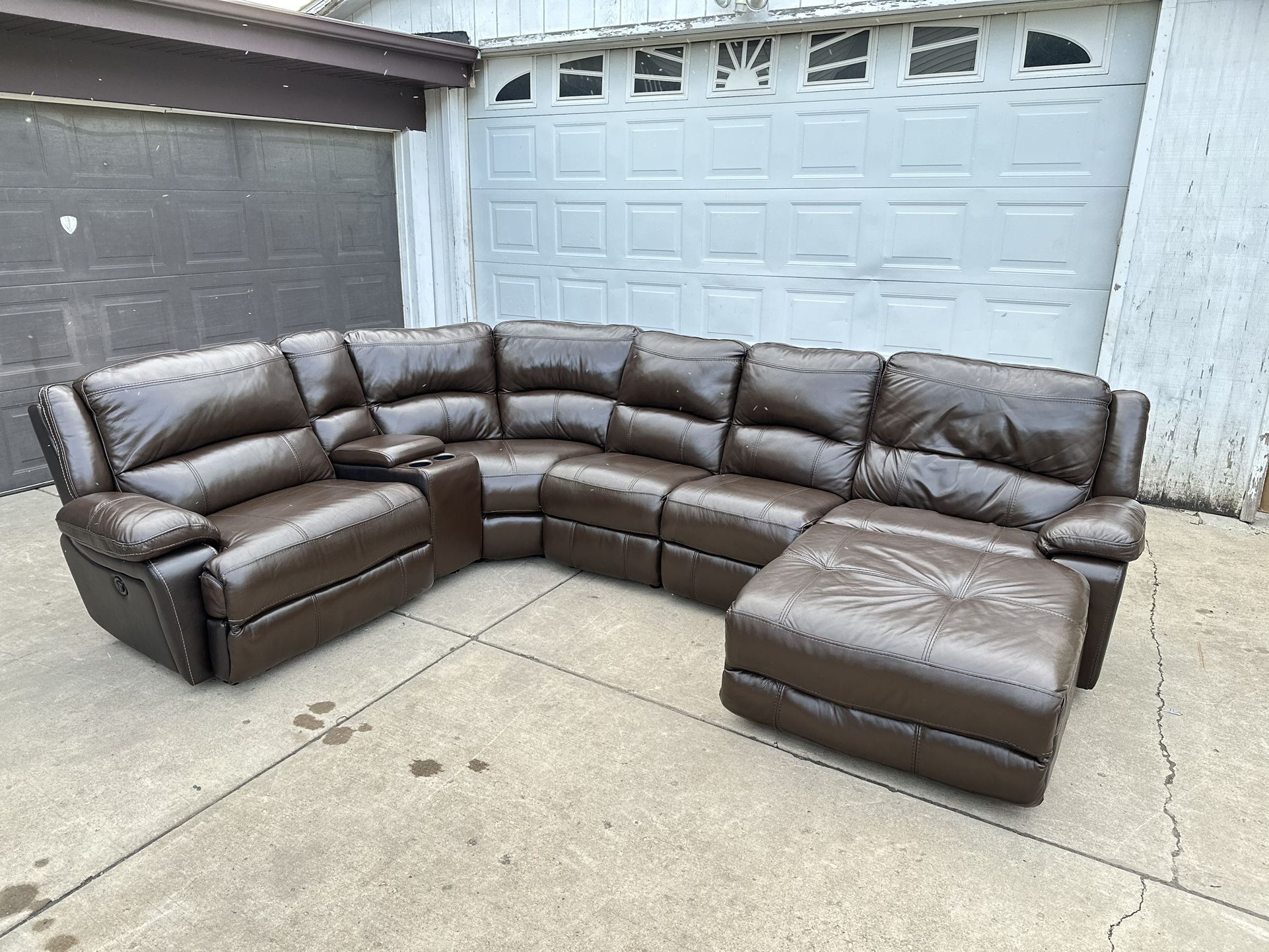 FREE DELIVERY 🚚  Ashley furniture Real Leather brown Couch, sofa sectional recliner  
