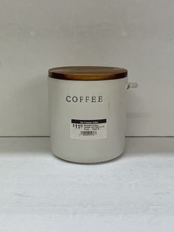 Stoneware Coffee Canister With Wood Lid & Scoop