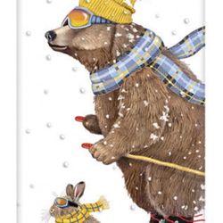 Flour Sack Kitchen Dish Towel Ski Bear Rabbit Mary Lake - Thompson New