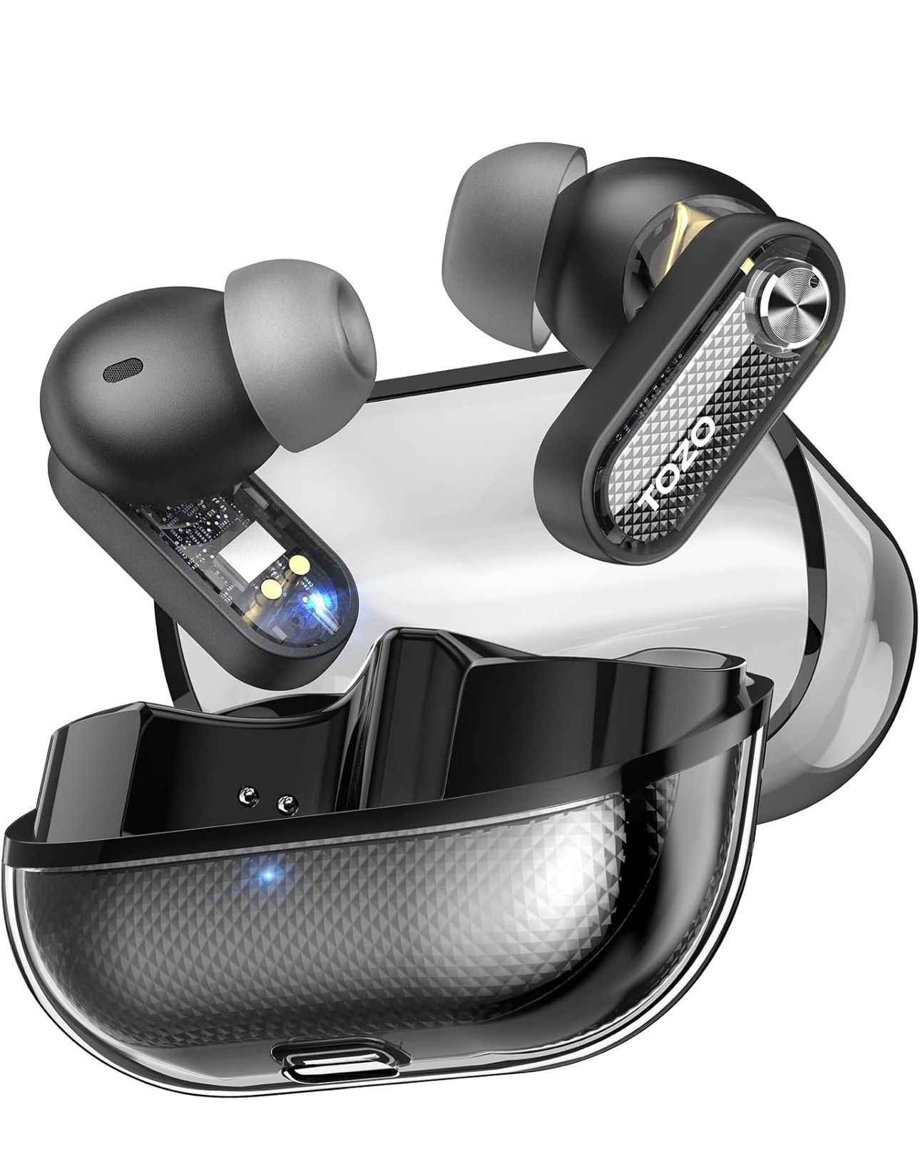 Hybrid Active Noise Cancelling Wireless Earbuds, 10mm Drivers Deep Bass Stereo Sound, 4 Mics Smart ENC AI Calls, 32 EQ Customization via App, Bluetoot