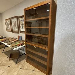 Custom Glass and Wood Bookcase. 
