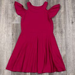 Girls Size 10-12 (Large) Magenta Cold Shoulder Dress