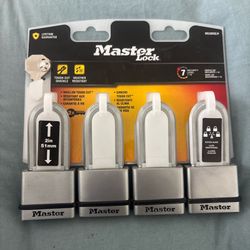Master Lock Heavy Duty Outdoor Padlock with Key, 1-3/4 in. Wide, 4 Pack