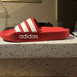 red adidas slides size 4