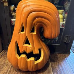 Halloween 🎃 Pumpkin Blow Mold 19" Lighted Gourd Squash Vintage!