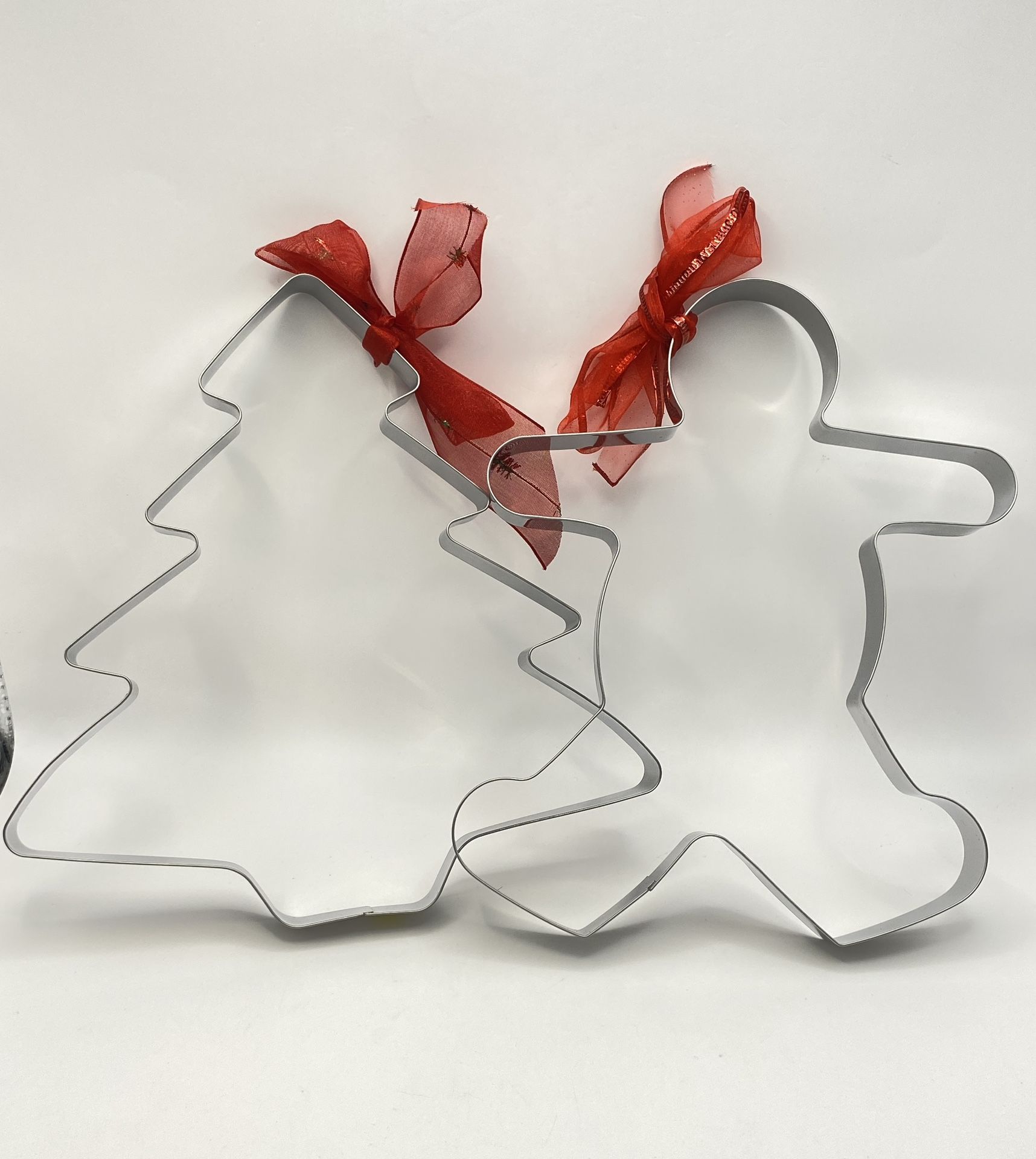 Set of 2 NEW ~ HUGE Aluminum Cookie Cutters ~ Christmas Tree & Ginger Bread Man