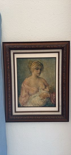 Leonardo Pizzanelli Framed Oil Painting of Mother and Child