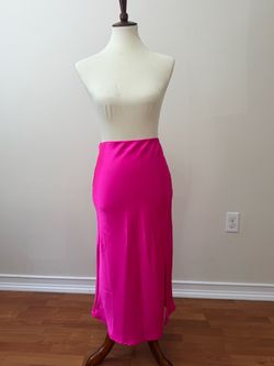 Satin pink midi skirt